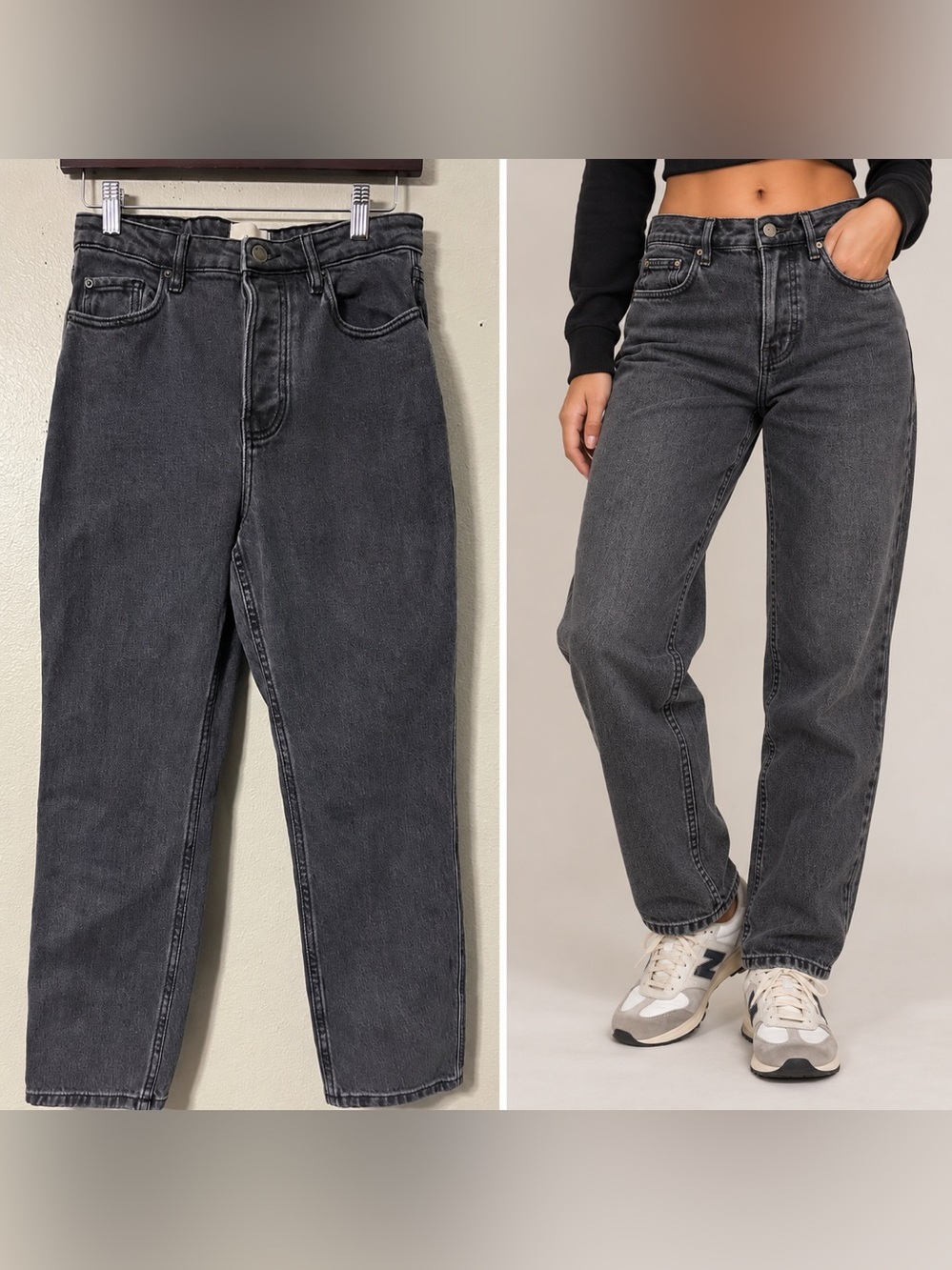 Sézane Washed Black/Grey Denim Jeans Size 6 US Straight Mom Jeans
